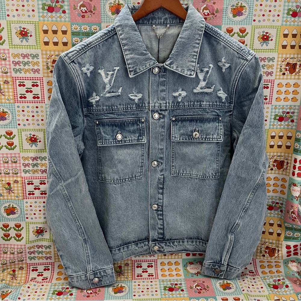 Louis Vuitton Distressed Light Wash Denim Jacket